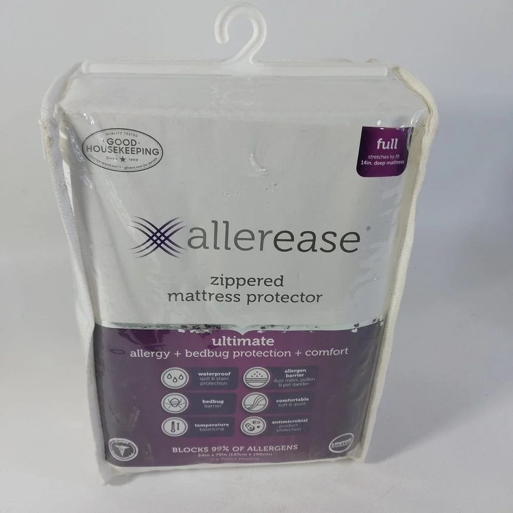 AllerEase Waterproof‎ Zippered Mattress Protector, Maximum Allergy Size Full